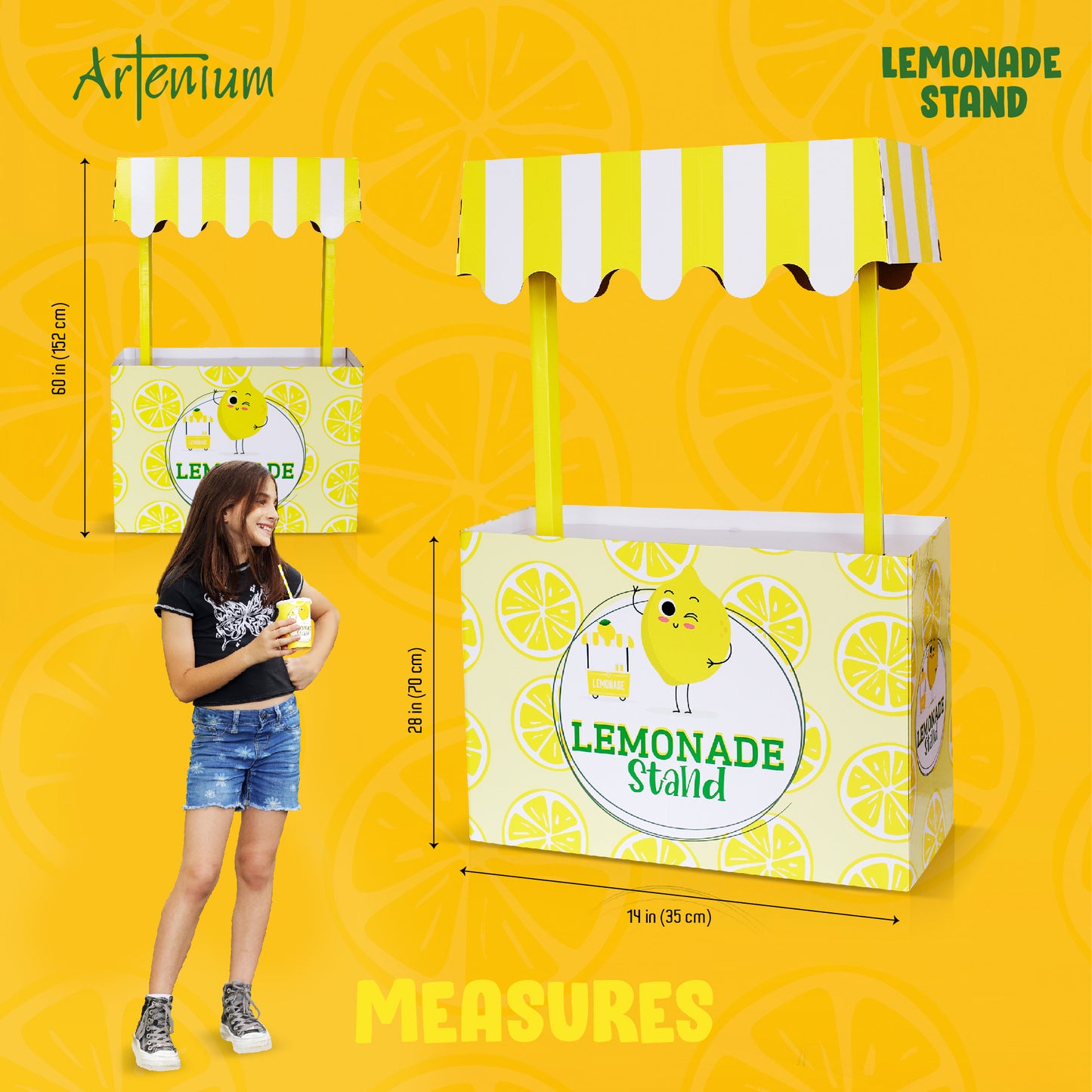 Kids' Cardboard Lemonade Stand - Premium, Portable, and Reusable.